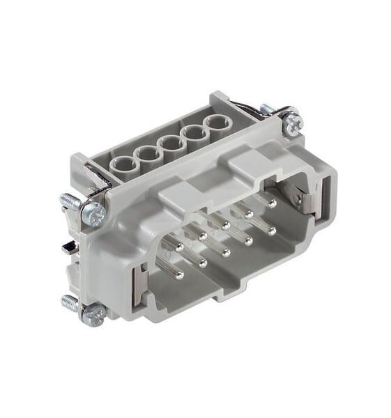 10192000, EPIC H-BE 10 SS, INSERTO RECTANGULAR MACHO 10P+T PINES (1-10), CONEXIÓN ATORNILLADA CON PROTECCIÓN DE HILO – 10192000