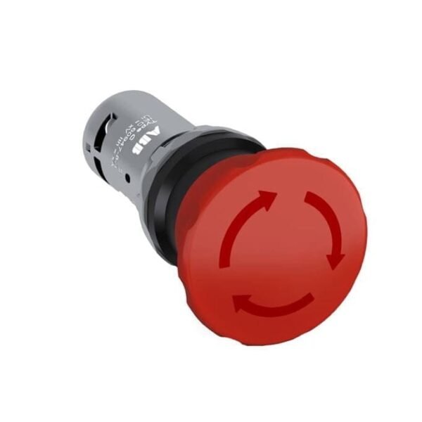 1SFA619550R1071, CE4T-10R-11 – PULSADOR DE EMERGENCIA COMPACTO ROJO TIPO HONGO, CABEZAL 40MM, DIAM. 22MM, 1NA+1NC, DESBLOQUEO POR GIRO – 1SFA619550R1071