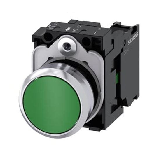 3SU1150-0AB40-1BA0, PULSADOR METALICO RASANTE VERDE 1NA DIAM. 22MM, IP67 – 3SU1150-0AB40-1BA0