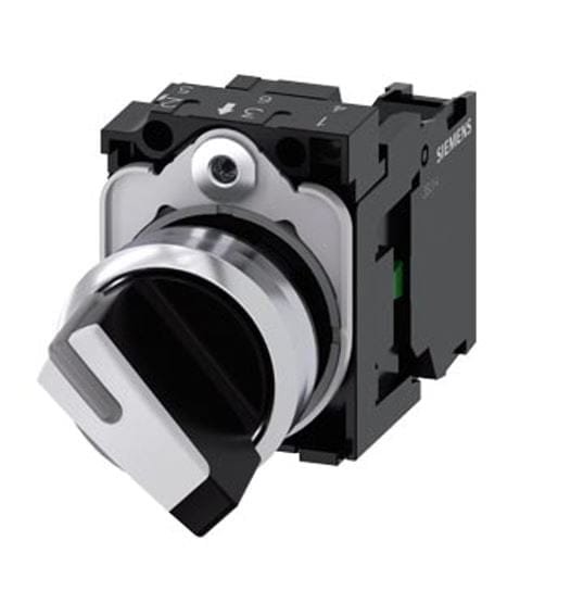 3SU1150-2BF60-1BA0, SELECTOR METALICO MANETA CORTA, 0-1, 2 POSICIONES, 1NA, DIAM. 22MM – 3SU1150-2BF60-1BA0