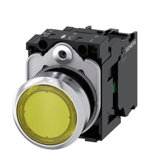3SU1152-0AB30-1BA0, PULSADOR METALICO LUMINOSO RASANTE AMARILLO 1NA DIAM. 22MM, LED 24VAC/DC, IP67 – 3SU1152-0AB30-1BA0