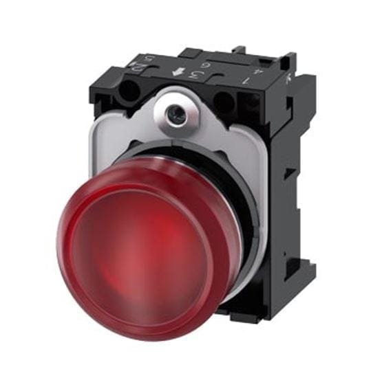 3SU1152-6AA20-1AA0, PILOTO ROJO LUMINOSO LED 24VAC/DC, DIAM. 22MM, METALICO – 3SU1152-6AA20-1AA0