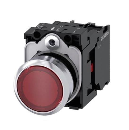 3SU1153-0AB20-1CA0, PULSADOR METALICO LUMINOSO RASANTE ROJO 1NC DIAM. 22MM, LED 110VAC, IP67 – 3SU1153-0AB20-1CA0