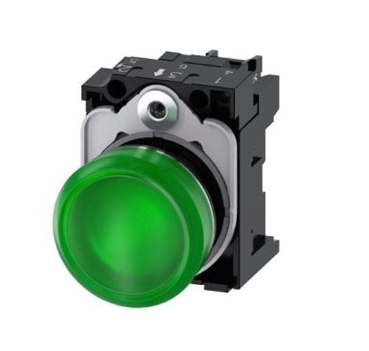 3SU1156-6AA40-1AA0, PILOTO VERDE LUMINOSO LED 230VAC, DIAM. 22MM, METALICO – 3SU1156-6AA40-1AA0