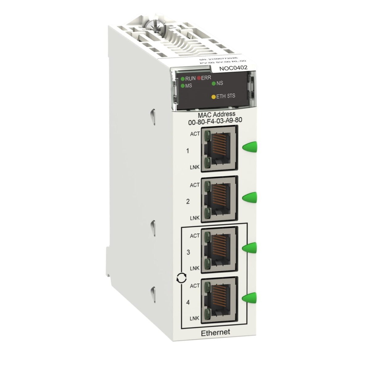 BMXNOC0402, MODULO X80 DE COMUNICACION, ETHERNET 4XRJ45 10/100 – BMXNOC0402