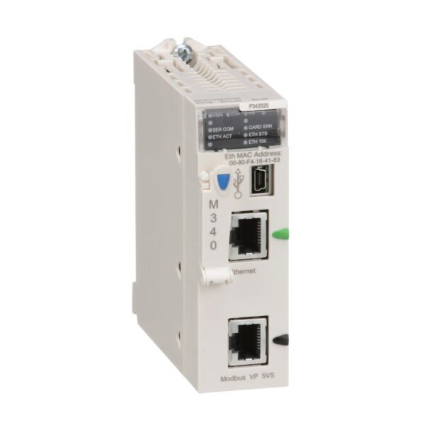 BMXP342020, CPU PAC M340, ETHERNET, SERIE, USB, E/S 1024D, 256A – BMXP342020