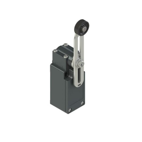 FM 555, FINAL DE CARRERA PALANCA REG. C/ ROLDANA TERMOPLASTICA, 1NA+1NC, ACCION RAPIDA, CONEX. PG13.5, IP67 – FM 555