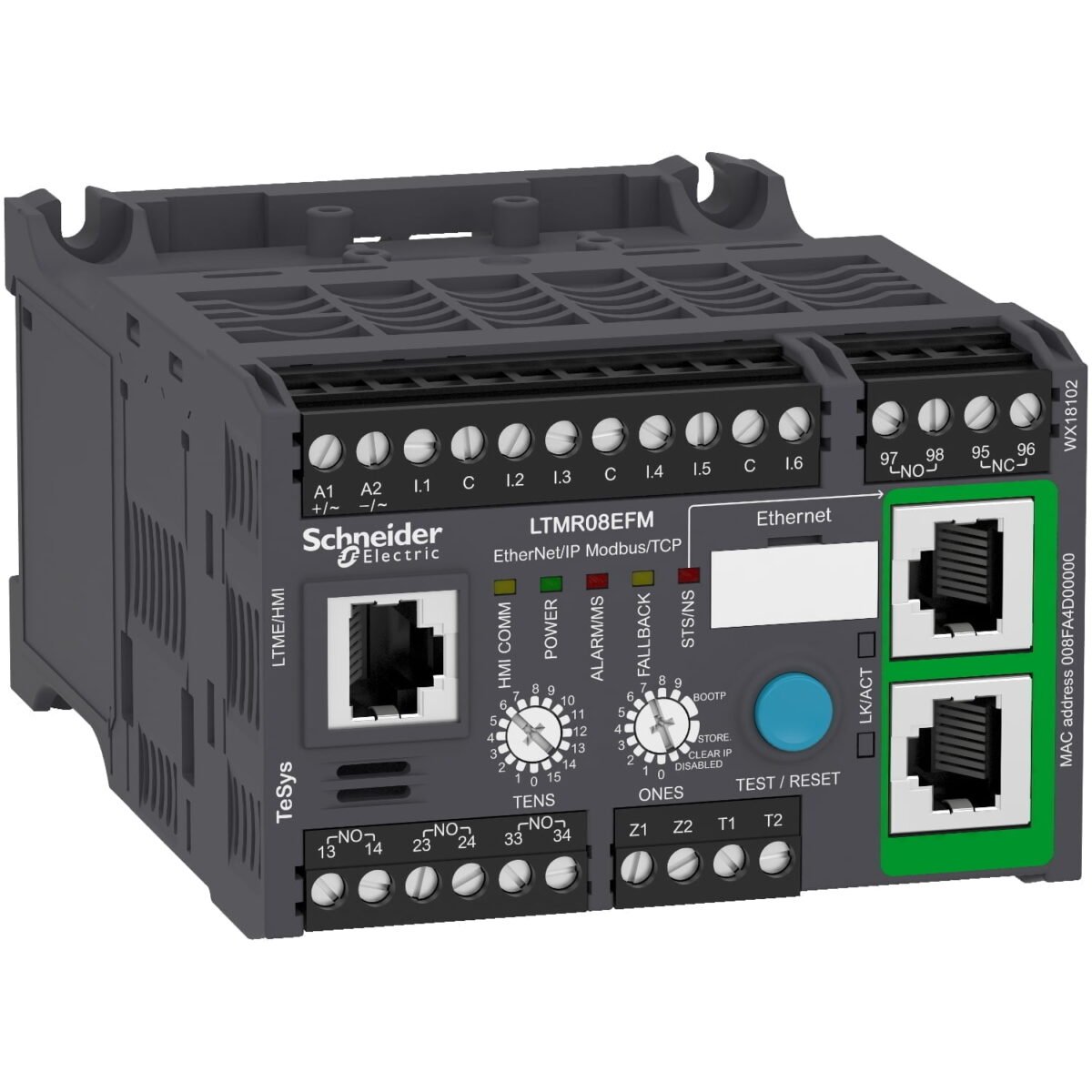 LTMR08EFM, RELE ELECTRONICO MULTIFUNCION TESYS T, ETHERNET TCP/IP – ETHERNET IP, 0.4-8A, 100-240VAC – LTMR08EFM