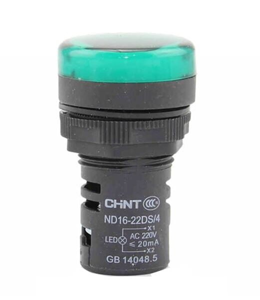 ND16-22DS/4 220VAC (V), PILOTO VERDE LUMINOSO LED 220VAC, DIAM. 22MM, MAT. PLASTICO – ND16-22DS/4 220VAC (V)