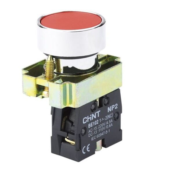 NP2-BA42, PULSADOR METALICO RASANTE ROJO 1NC DIAM. 22MM – NP2-BA42