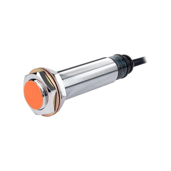 PRL18-5DP2, SENSOR INDUCTIVO RASANTE M18, ALC. 5MM, PNP NC, 3 HILOS, 12-24VDC, CUERPO LARGO, CABLE 2MT, IP67 – PRL18-5DP2