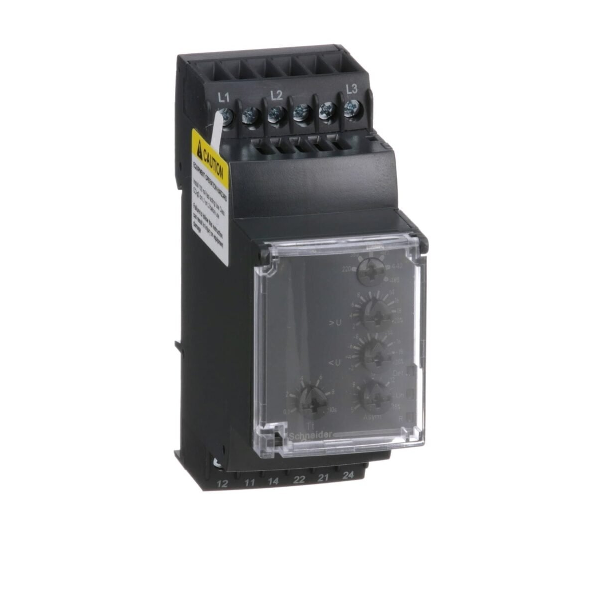 RM35TF30, RELE DE CONTROL TRIFASICO, TIEMPO 0.1-10S, SAL: 2NA/NC 5A, 220-480VAC, IP30 – RM35TF30
