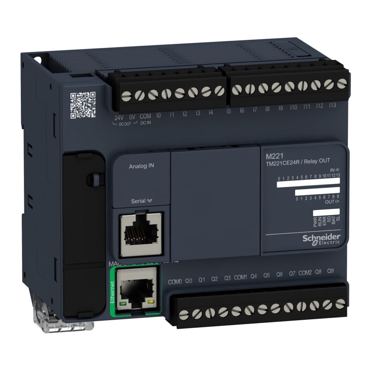 TM221CE24R, PLC MODICON M221, 14DI(PNP/NPN), 10DO(RELE), 2AI(0-10VDC), ETHERNET + SERIAL, 110-240VAC – TM221CE24R