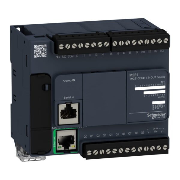 TM221CE24T, PLC MODICON M221, 14DI(PNP/NPN), 10DO(PNP), 2AI(0-10VDC), ETHERNET + SERIAL, 24VDC – TM221CE24T