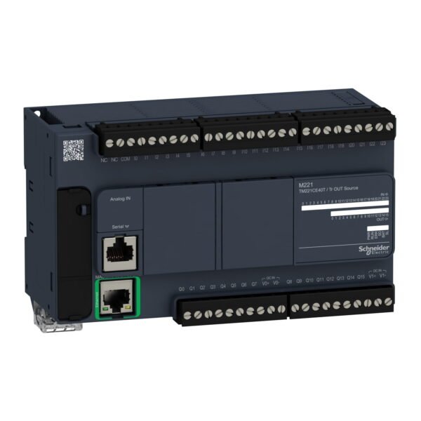 TM221CE40T, PLC MODICON M221, 24DI(PNP/NPN), 16DO(PNP), 2AI(0-10VDC), ETHERNET + SERIAL, 24VDC – TM221CE40T