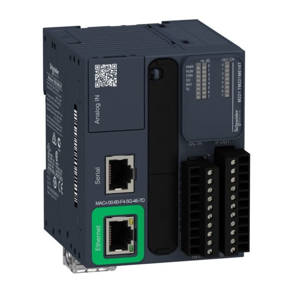 TM221ME16T, PLC MODICON M221, 8DI(PNP/NPN), 8DO(PNP), 2AI(0-10VDC), ETHERNET + SERIAL, 24VDC – TM221ME16T