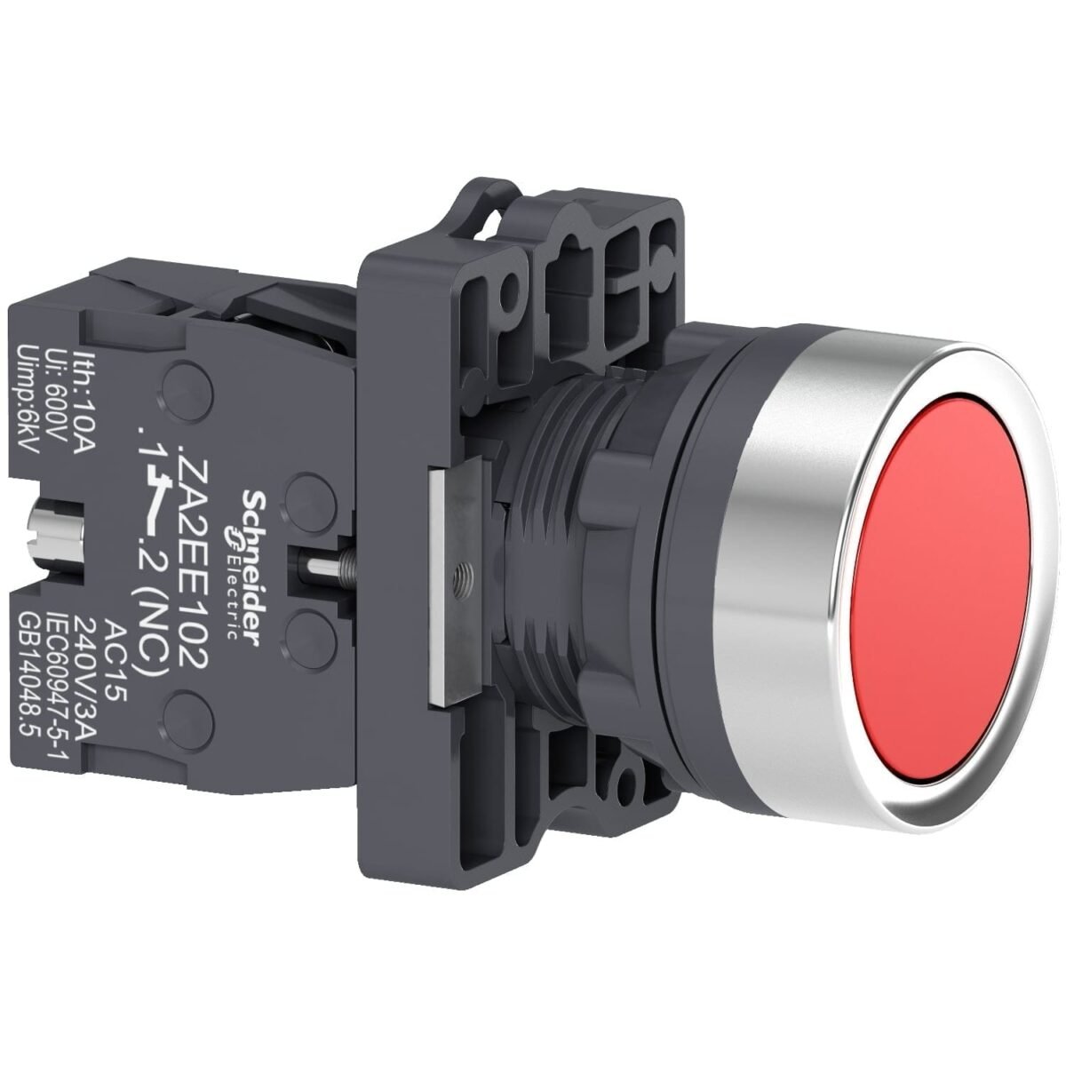 XA2EA42, PULSADOR PLASTICO RASANTE ROJO 1NC DIAM. 22MM, IP65 – XA2EA42