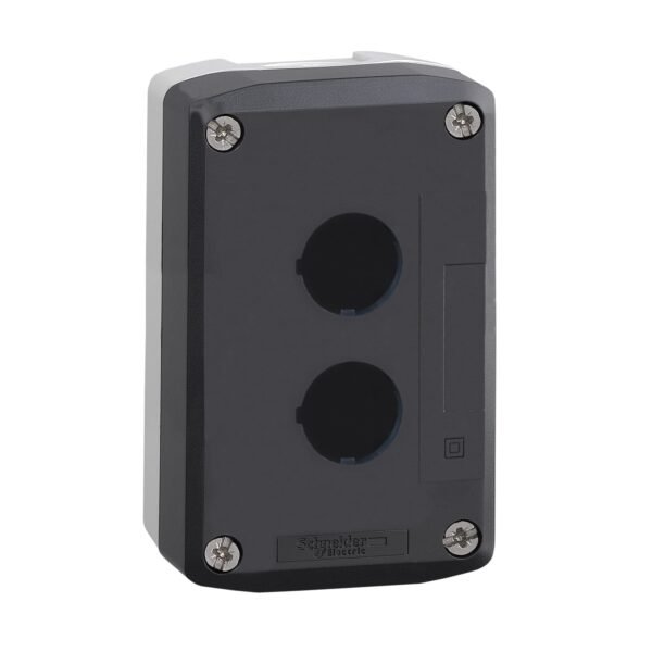 XALD02, CAJA GRIS 2 ORIFICIOS, DIAM. 22MM, TAPA GRIS OSCURO – XALD02