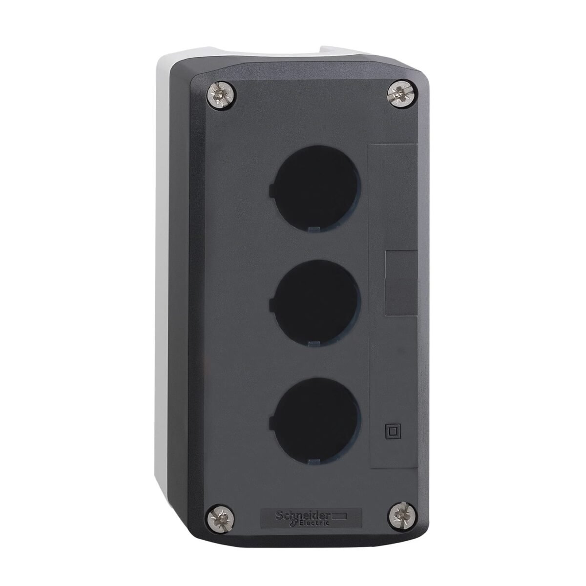 XALD03, CAJA GRIS 3 ORIFICIOS, DIAM. 22MM, TAPA GRIS OSCURO – XALD03