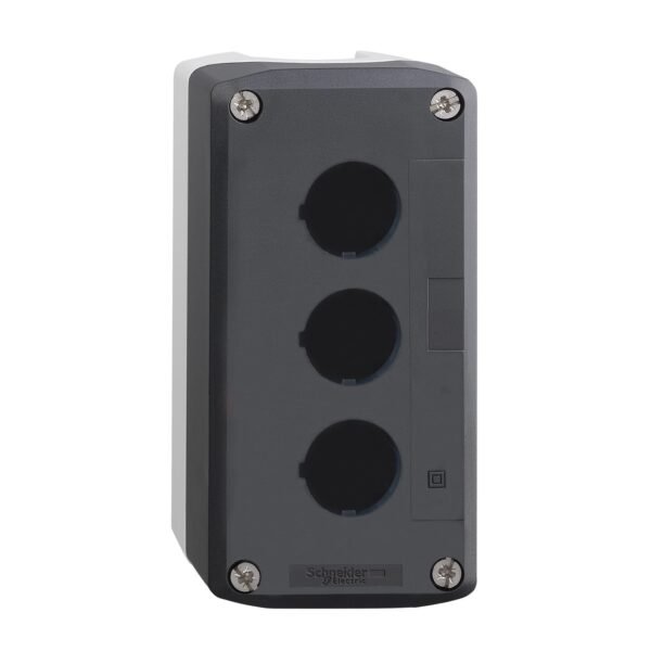 XALD03, CAJA GRIS 3 ORIFICIOS, DIAM. 22MM, TAPA GRIS OSCURO – XALD03