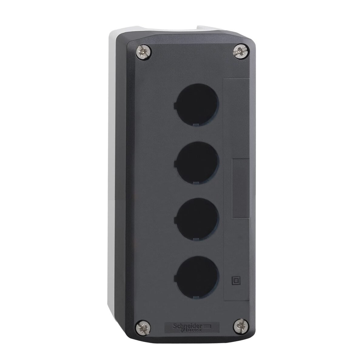 XALD04, CAJA GRIS 4 ORIFICIOS, DIAM. 22MM, TAPA GRIS OSCURO – XALD04