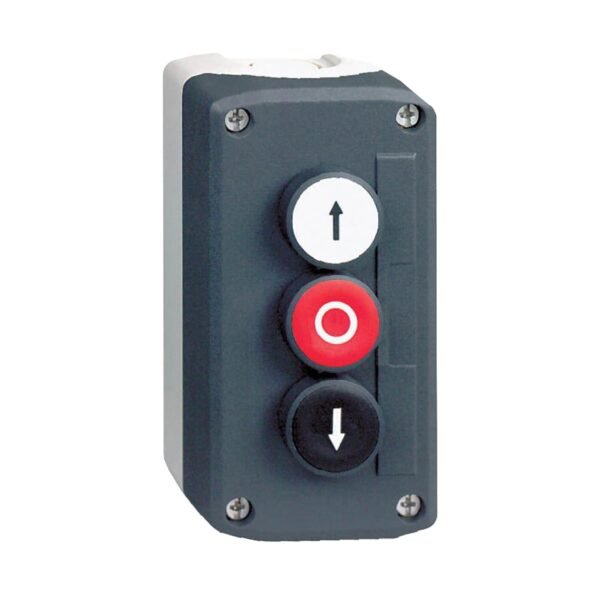 XALD324, ESTACION DE MANDO, 3 PULSADORES RASANTES BLANCO, ROJO Y NEGRO, 2NA+1NC – XALD324