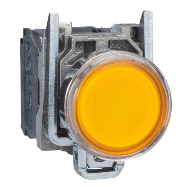 XB4BW35M5, PULSADOR METALICO LUMINOSO RASANTE AMARILLO 1NA+1NC DIAM. 22MM, LED 220VAC – XB4BW35M5