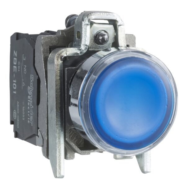 XB4BW36M5, PULSADOR METALICO LUMINOSO RASANTE AZUL 1NA+1NC DIAM. 22MM, LED 220VAC – XB4BW36M5