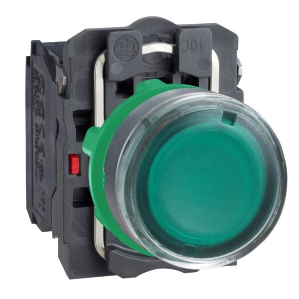 XB5AW33B5, PULSADOR PLASTICO LUMINOSO RASANTE VERDE 1NA+1NC DIAM. 22MM, LED 24VAC/DC – XB5AW33B5