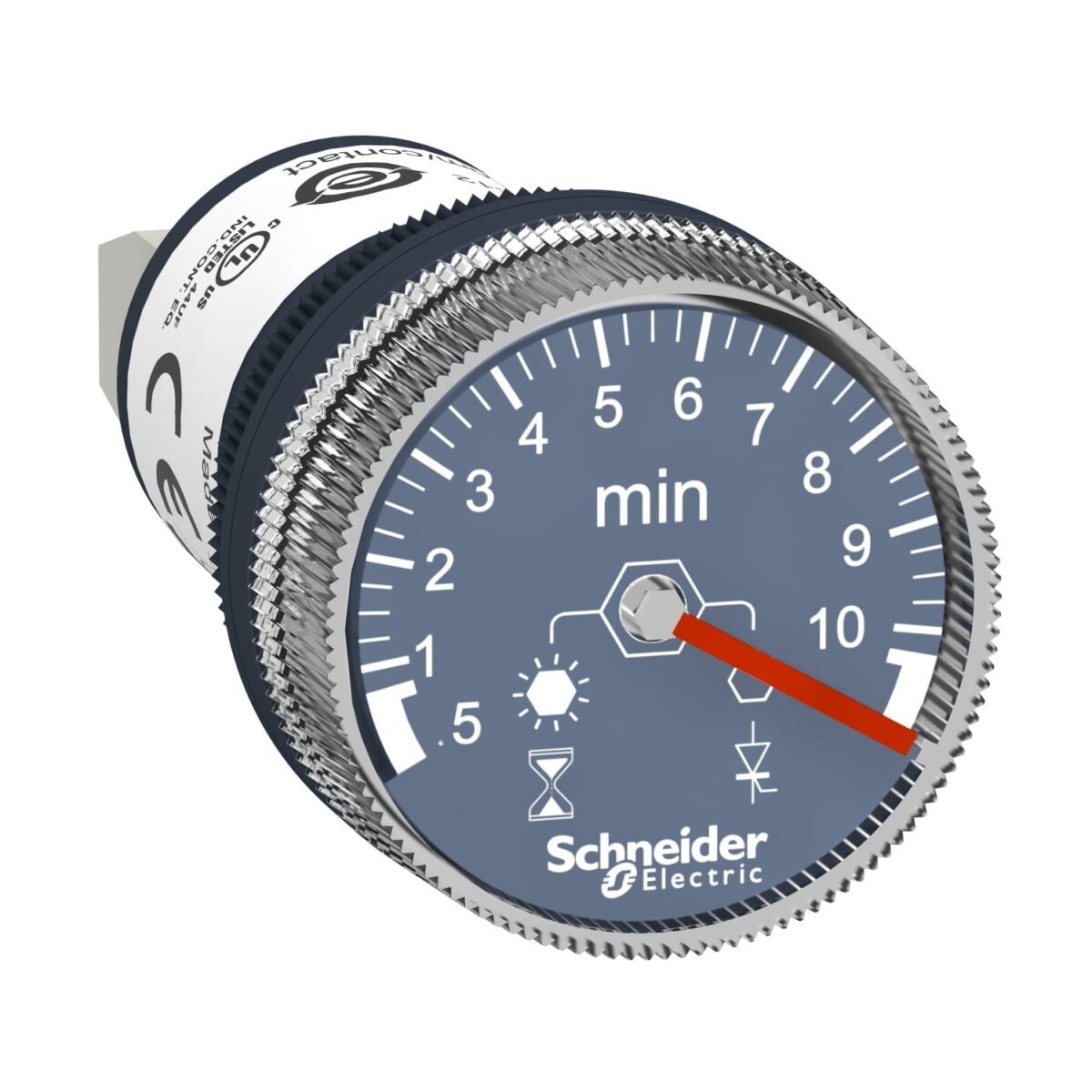 XB5DTGM4, TEMPORIZADOR MONOFUNCION DIAM. 22MM, 0.5-10MIN, 100-240VAC/DC, MAT. PLASTICO C/ LED – XB5DTGM4