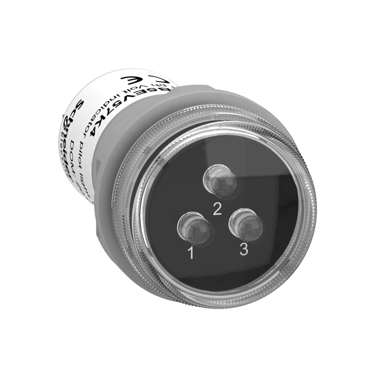 XB5EV57K4, PILOTO 3 COLORES(ROJO-VERDE-AMARILLO), LED 360-400VAC, MAT. PLASTICO C/S NEUTRO – XB5EV57K4