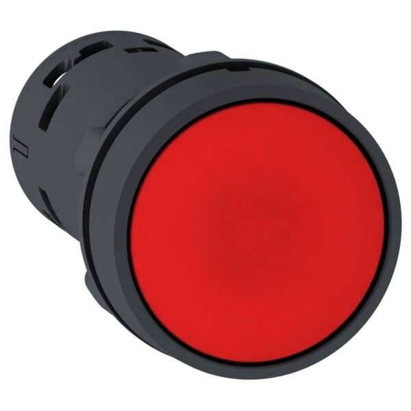 XB7NA42, PULSADOR PLASTICO RASANTE ROJO 1NC DIAM. 22MM, MAT. PLASTICO MONOLITICO – XB7NA42