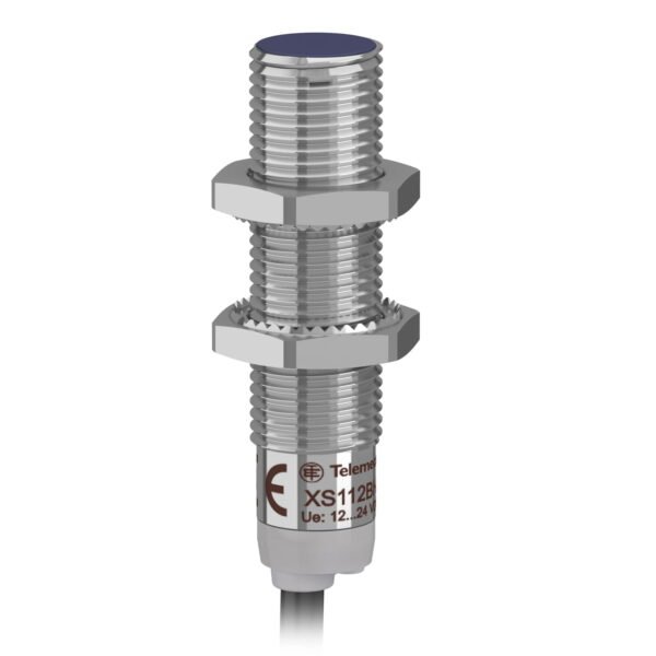 XS112BHPAL2, SENSOR INDUCTIVO RASANTE METALICO M12, ALC. 4MM, PNP NA, 3 HILOS, 12-24VDC, CABLE 2MT, IP67 – XS112BHPAL2