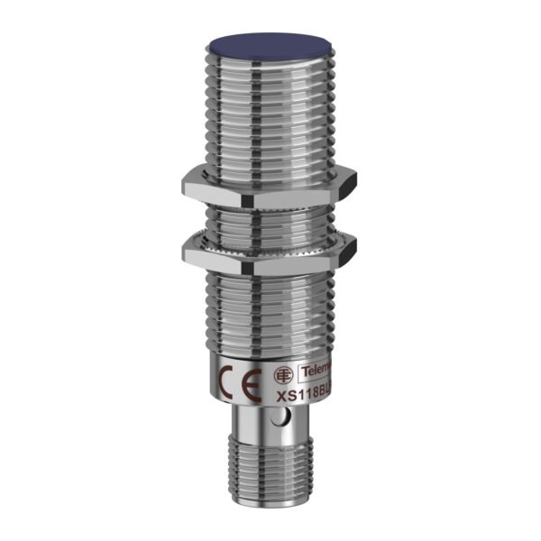 XS118BHPAM12, SENSOR INDUCTIVO RASANTE METALICO M18, ALC. 8MM, PNP NA, 3 HILOS, 12-24VDC, CONEX. M12, IP67 – XS118BHPAM12