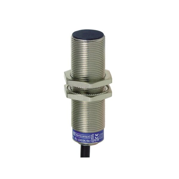 XS1M18KP340, SENSOR INDUCTIVO RASANTE METALICO M18, ALC. 5MM, PNP+NPN NA/NC, 4 HILOS, 12-48VDC, CABLE 2MT, IP68 – XS1M18KP340