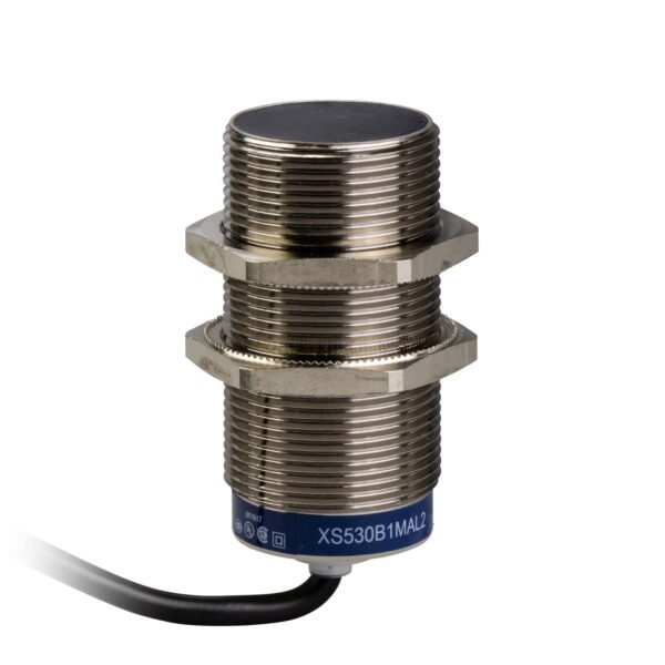 XS530B1MAL2, SENSOR INDUCTIVO RASANTE METALICO M30, ALC. 10MM, RELE NA, 2 HILOS, 24-240VAC/DC, CABLE 2MT, IP68 – XS530B1MAL2