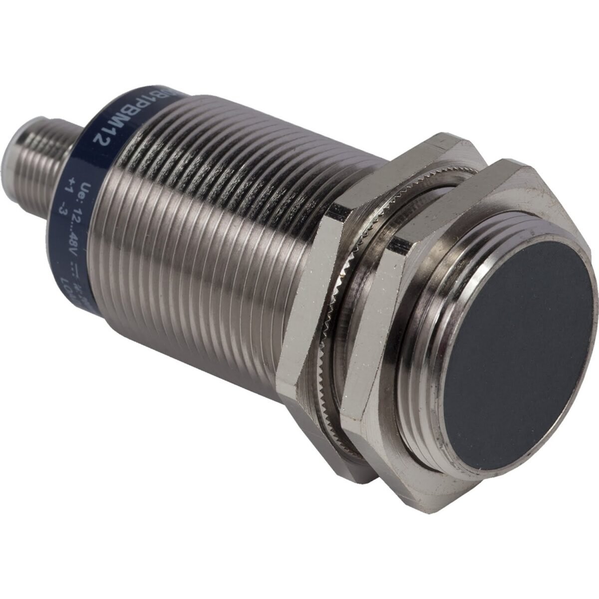 XS630B1PAM12, SENSOR INDUCTIVO RASANTE METALICO M30, ALC. 15MM, PNP NA, 3 HILOS, 12-48VDC, CONEX. M12, IP67, IP69K – XS630B1PAM12