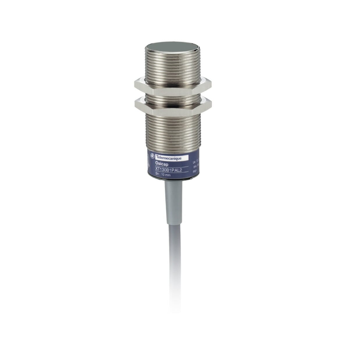 XT130B1PAL2, SENSOR CAPACITIVO RASANTE METALICO M30, ALC. 10MM, PNP NA, 3 HILOS, 24VDC, CABLE 2MT, IP67 – XT130B1PAL2